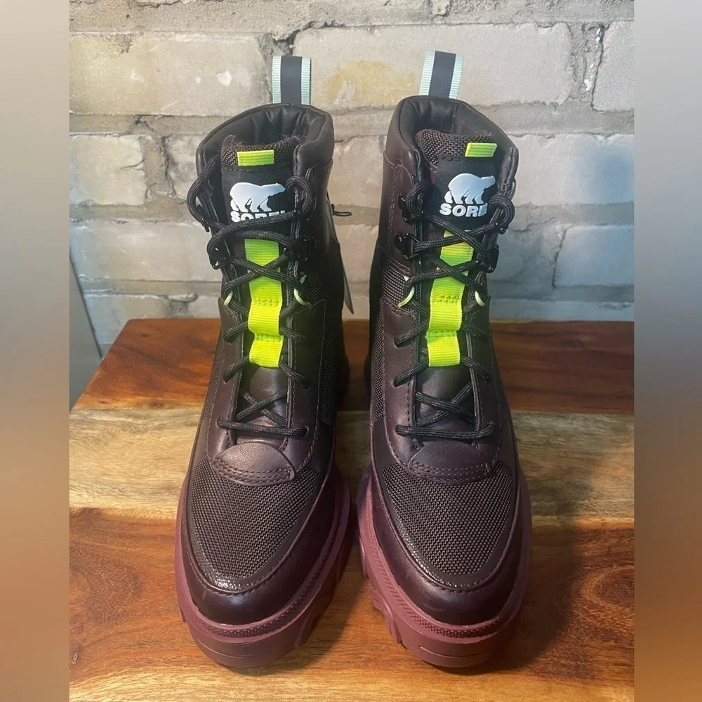 Sorel Brex Heel Lace Boot, Waterproof, Rainboot, Berry, Sz. 5.5 - Picture 6 of 16